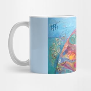 Flower Mountain, in turquoise, blue and pink Mug